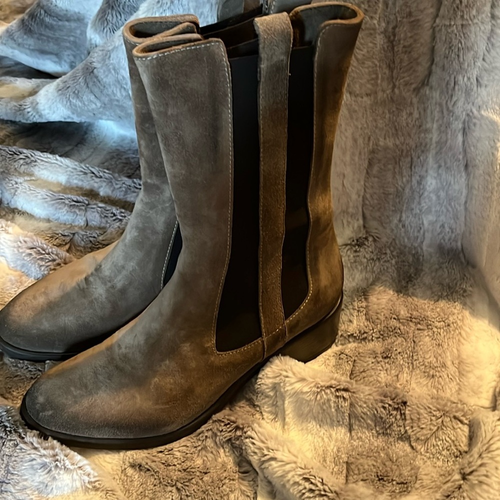 Taupe Leather Boots.